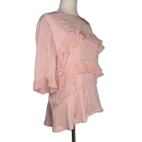 Who What Wear Dusty Rose Ruffled Tunic Blouse Size Medium - Picture 3 of 8